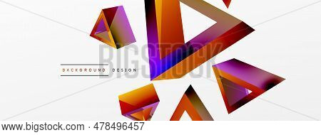 Triangle Abstract Background. 3d Vector Basic Shape Technology Or Business Concept Composition. Tren