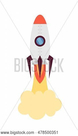 Launch Rocket Semi Flat Colour Vector Object