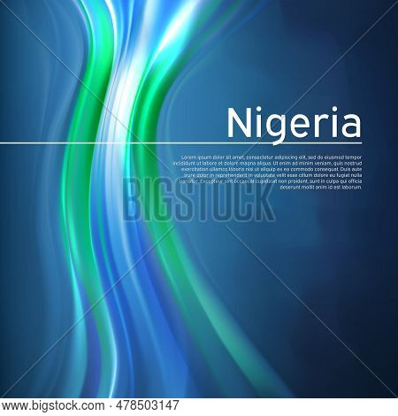 Nigeria Flag Background. Abstract Nigerian Flag In The Blue Sky. National Holiday Card Design. State