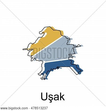 Map Of Usak Province Of Turkey, World Map International Vector Template With Outline Graphic Sketch 
