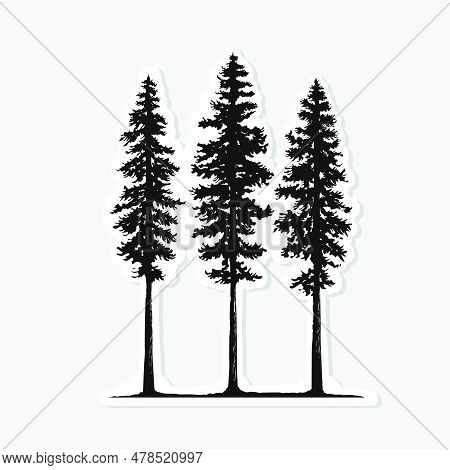 Pine Tree Sticker Illustration