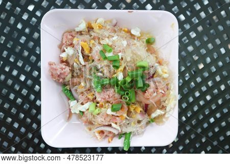 Stir Fried Noodle Or Stir Fried Vermicelli With Pork Or Stir Fried Glass Noodles