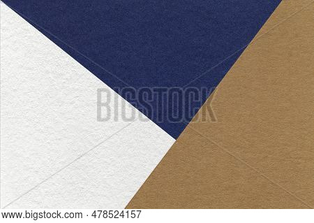 Texture Of Craft White, Beige And Navy Blue Shade Color Paper Background, Macro. Structure Of Vintag