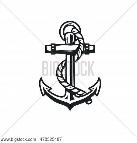 Vintage Monochrome Ship Anchor Vector