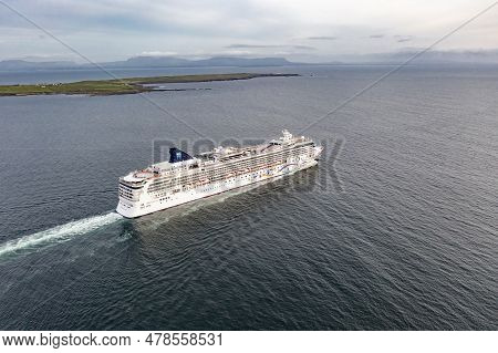 Killybegs, Ireland - May 16 2023: The Norwegian Star Leaving After Visiting Killybegs