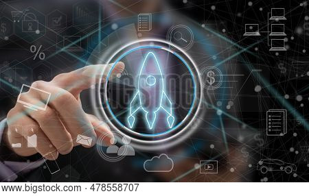Start Up Business Of Creative People Concept - Modern Graphic Interface Showing Symbol Of Entreprene