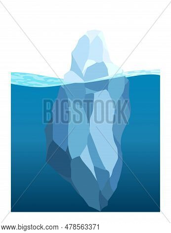 Iceberg Floating In Water. Arctic Glacier. Futuristic Polygonal Illustration On Blue Background. Hug