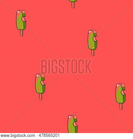 Hand Drawn Vector Abstract Graphic Ice Cream Cone , Sundae Line Art Illustrations Seamless Pattern.i