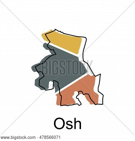 Map City Of Osh, Kyrgyzstan Political Map Of Administrative Divisions, Illustration Design Template