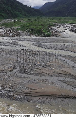 Beautiful River Valley, Flowing Stream, Forest And Himalaya Foothills Of Terai - Dooars Region. Bird