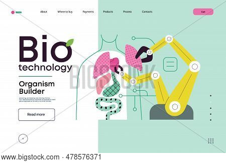 Bio Technology, Organism Builder -modern Flat Vector Concept Illustration Of Robot Assembling Organi