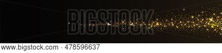 Magic Lights, Fireflies Glow At Night. Overlay Shine Effect Of Magic Gold Dust And Flying Glowworms.