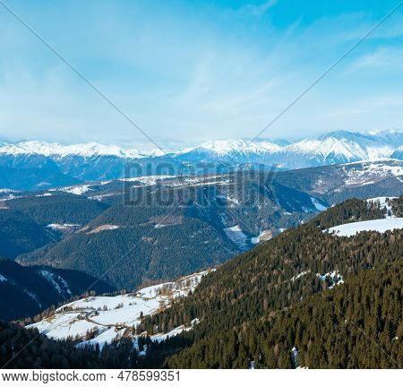 Beautiful Winter Mountain Landscape  (rittner Or Ritten Horn, Italy)
