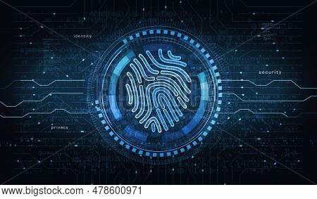 Fingerprint Cyber Id Security And Identity Symbol Digital Concept 3D Illustration