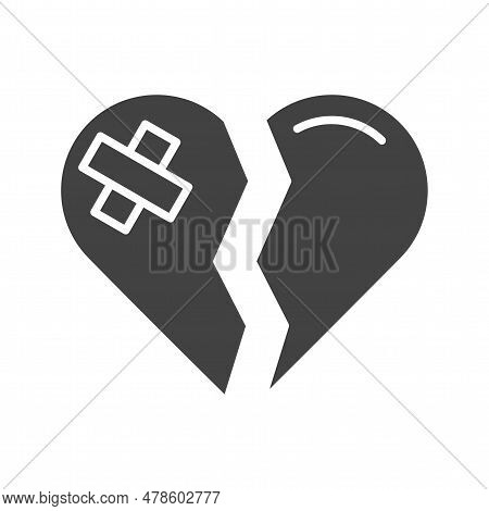 Broken Heart Icon Image. Suitable For Mobile Application.