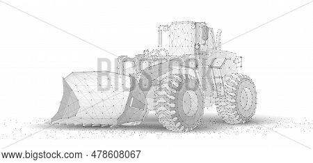 Loader. Abstract 3d Wheel Heavy Loader Illustration Isolated On White.