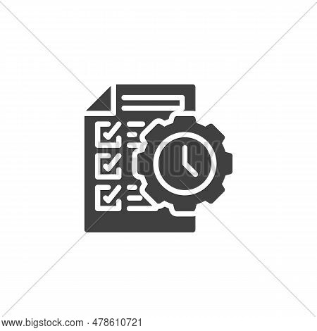 Time Management Vector Icon. Filled Flat Sign For Mobile Concept And Web Design. Document With Clock