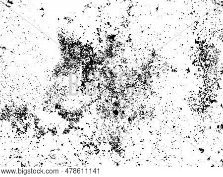 Vector Gritty Noise Background Texture. Black Distressed Grunge Wallpaper, Damaged Surface. Textured