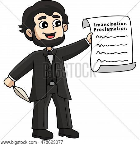 This Cartoon Clipart Shows An Abraham Lincoln On Juneteenth Illustration.