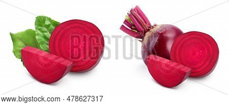Beetroot Slice Isolated On White Background With Full Depth Of Field