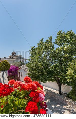 View To Aegean Sea From Monastery Of Archangel Michael On Thassos Or Thasos Greek Island Summer Dest