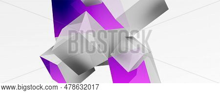 3d Cubes Vector Abstract Background. Composition Of 3d Square Shaped Basic Geometric Elements. Trend