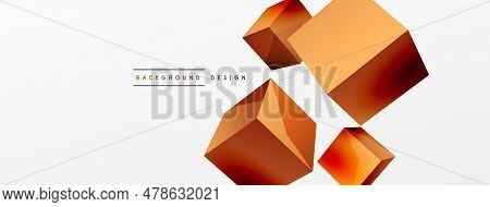 3d Cubes Vector Abstract Background. Composition Of 3d Square Shaped Basic Geometric Elements. Trend