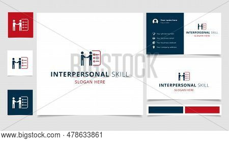 Interpersonal Skill Logo Design With Editable Slogan. Branding Book And Business Card Template.
