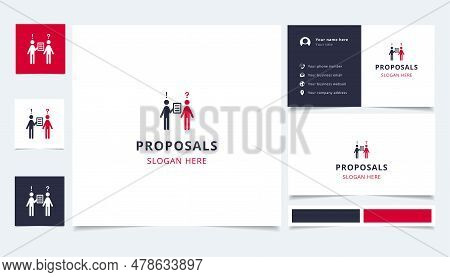 Proposals Logo Design With Editable Slogan. Branding Book And Business Card Template.