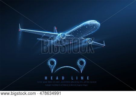 Plane And Pins. Air Delivery And Airline Navigation