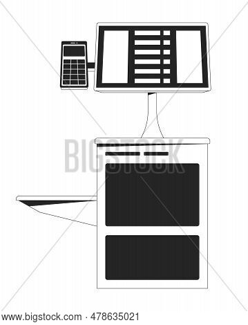 Self Service Checkout Flat Monochrome Isolated Vector Object