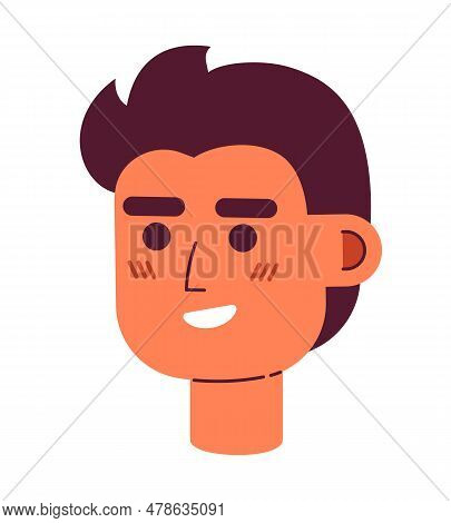 Positive Handsome Young Man Semi Flat Vector Character Head