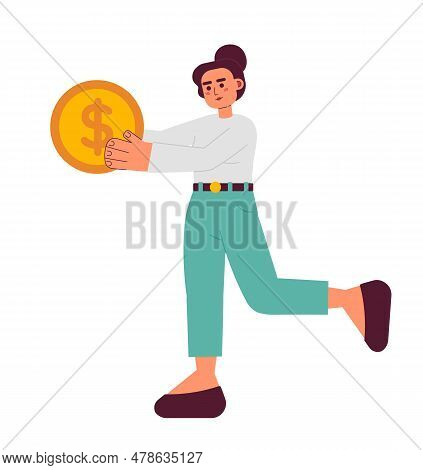 Saving Money Semi Flat Colorful Vector Character