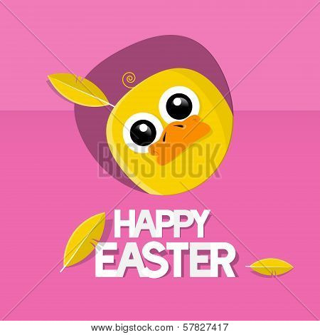 Easter Pink Background With Chicken