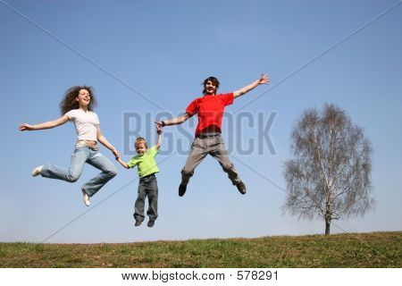 Família de salto. Mola.