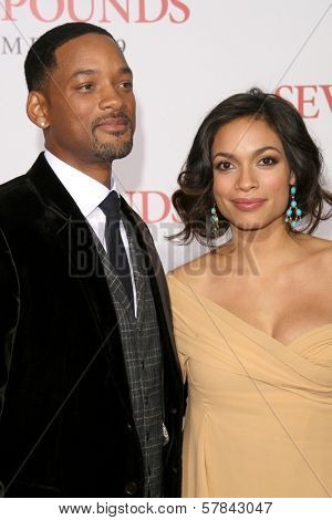 Will Smith and Rosario Dawson   at the Los Angeles Premiere of 'Seven Pounds'. Mann Village Theatre, Westwood, CA. 12-16-08