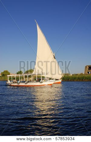 Felucca sails on the Nile river