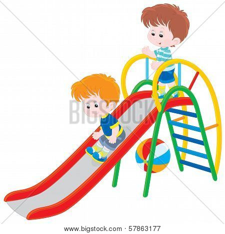 Children on a slide