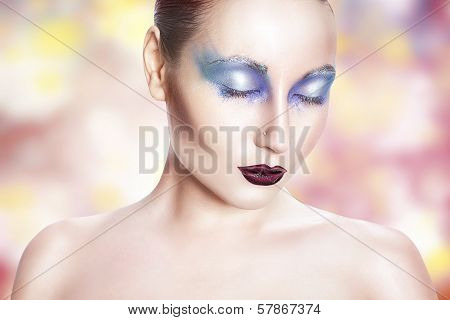 Girl With Blue Makeup.