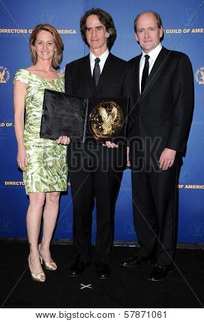 Melissa Leo with Jay Roach and Richard Jenkins in the press room at the 61st Annual DGA Awards. Hyatt Regency Century Plaza, Los Angeles, CA. 01-31-09