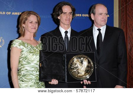 Melissa Leo with Jay Roach and Richard Jenkins in the press room at the 61st Annual DGA Awards. Hyatt Regency Century Plaza, Los Angeles, CA. 01-31-09