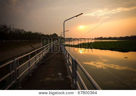 Bridge At Chaopraya Dam, Thailand.