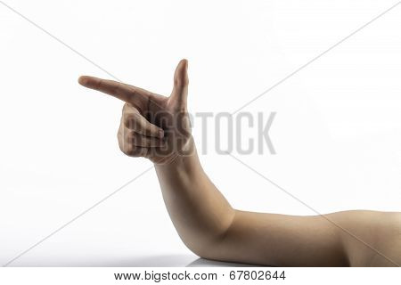 Young Hands Makes Gun Sign