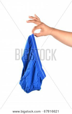 Hand Hold Underpants Isolated