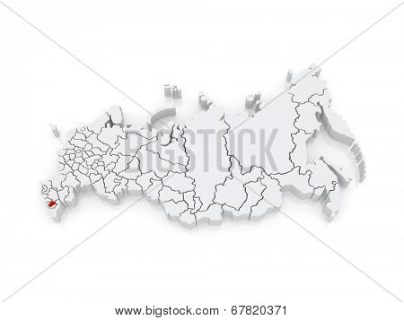 Map of the Russian Federation. Republic of Ingushetia. 3d