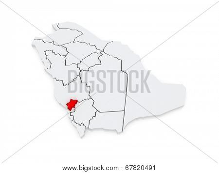 Map of Al-Baha. Saudi Arabia. 3d