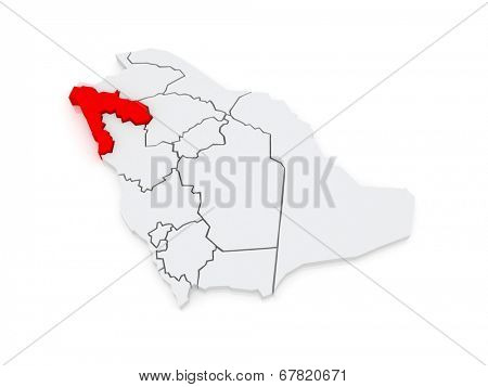 Map of Tabuk. Saudi Arabia. 3d