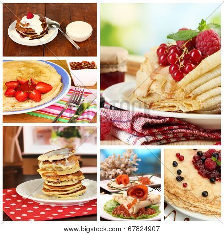 Delicious pancakes collage