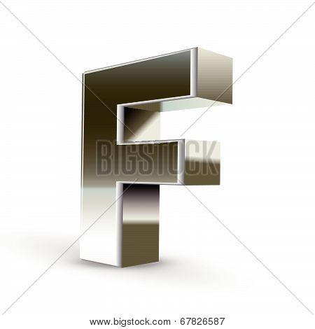 3D Silver Steel Letter F
