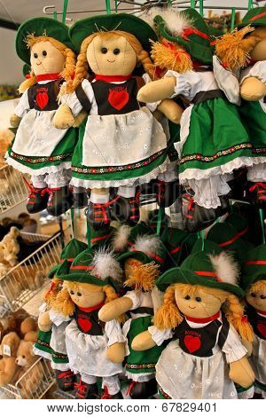 Souvenir Dolls Wearing  Austrian Traditional Costume